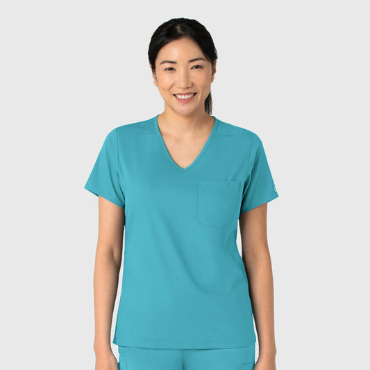 Boundless 6151 Tuck-In Scrub Top Teal Model Image Front | Wink