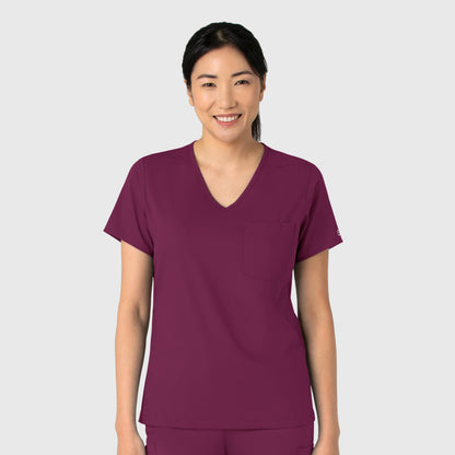 Boundless 6151 Tuck-In Scrub Top Wine Model Image Front | Wink