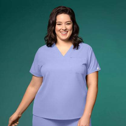 Thrive 6222 V-Neck Tuck-In Scrub Top Ceil Blue Model Image Front | Wink