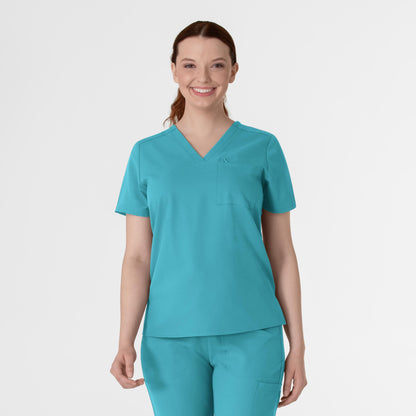 Thrive 6222 V-Neck Tuck-In Scrub Top Teal Blue Model Image Front | Wink