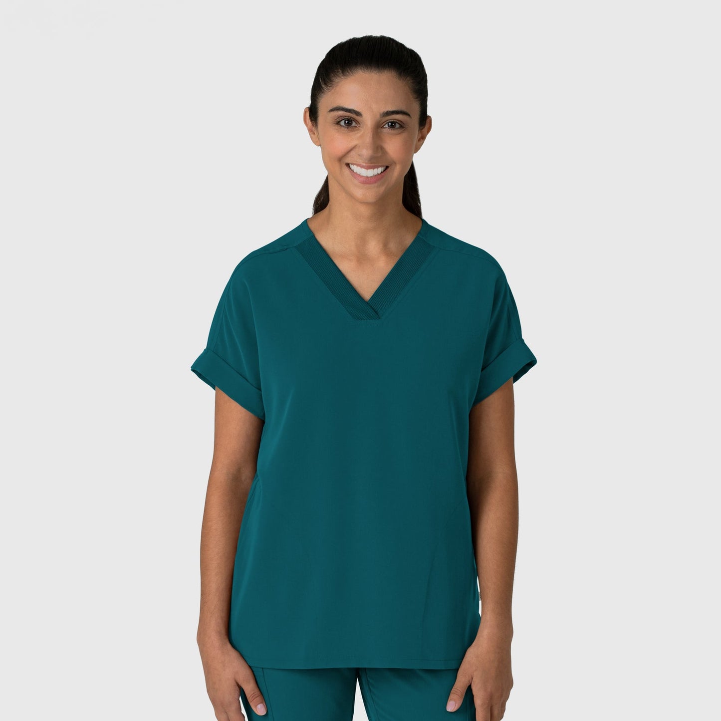 Nova 6232 Drop Shoulder Boxy Scrub Top Caribbean Model Image Front | Wink