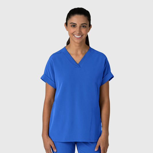 Nova 6232 Drop Shoulder Boxy Scrub Top Royal Model Image Front | Wink