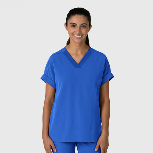 Nova 6232 Drop Shoulder Boxy Scrub Top Royal Model Image Front | Wink