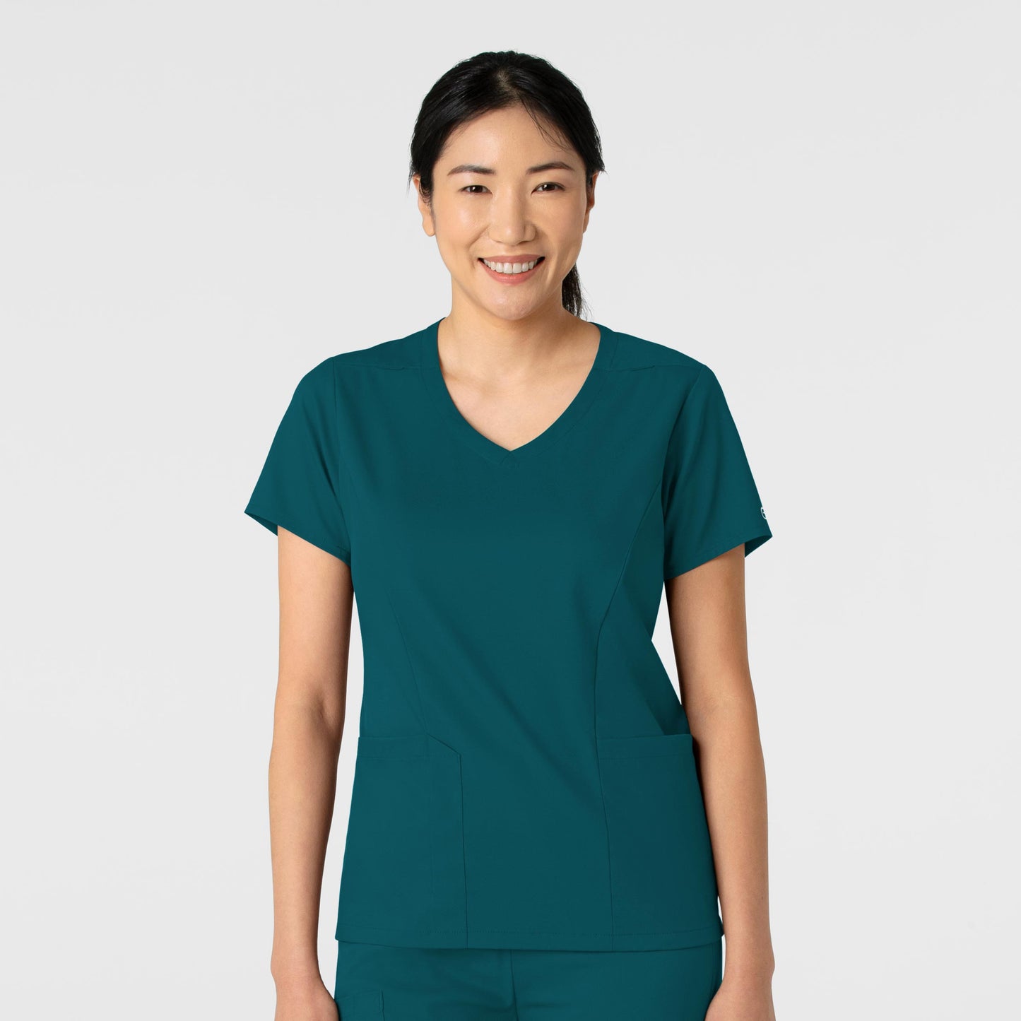 Boundless 6251 2-Pocket V-Neck Scrub Top Caribbean Model Image Front | Wink