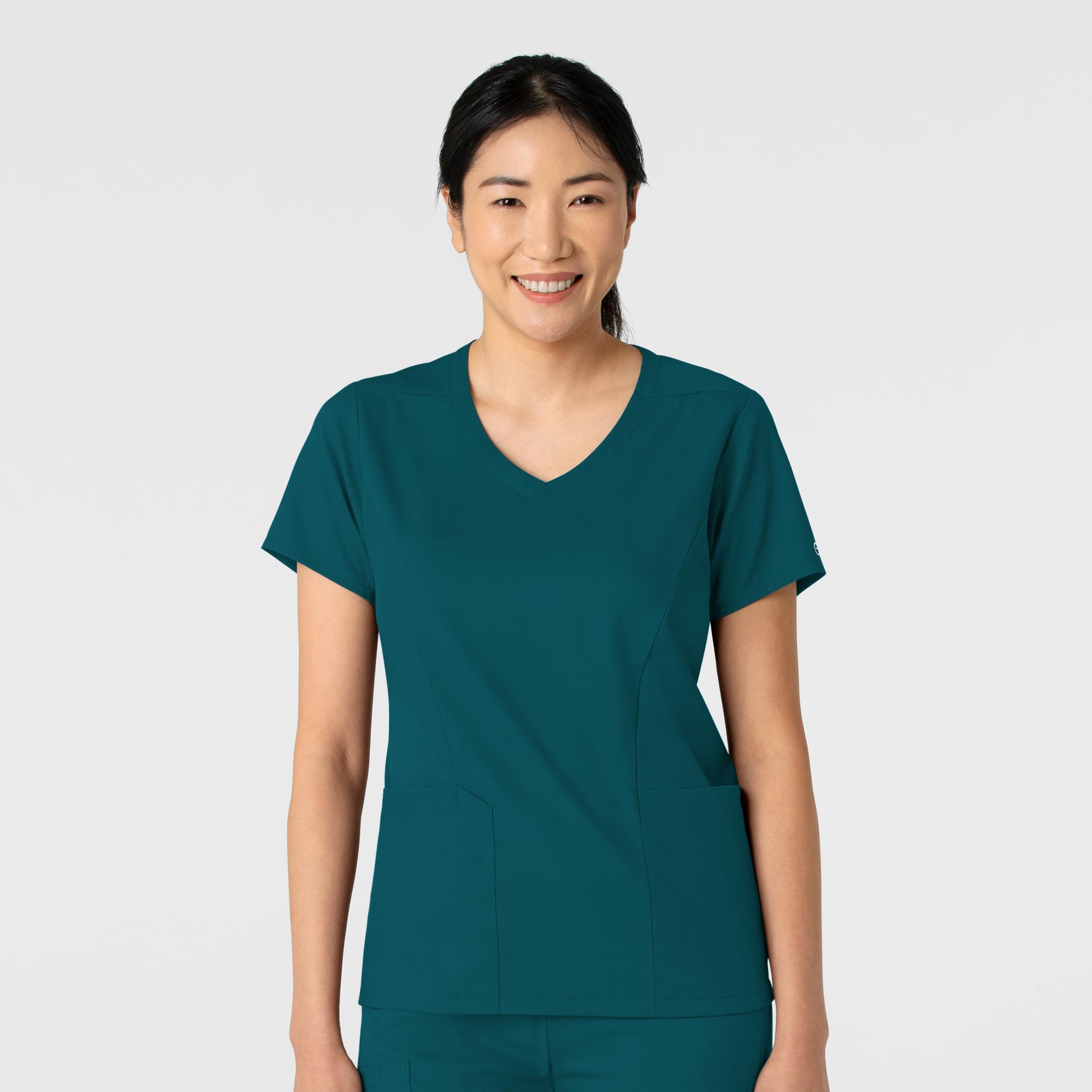 Boundless 6251 2-Pocket V-Neck Scrub Top Caribbean Model Image Front | Wink