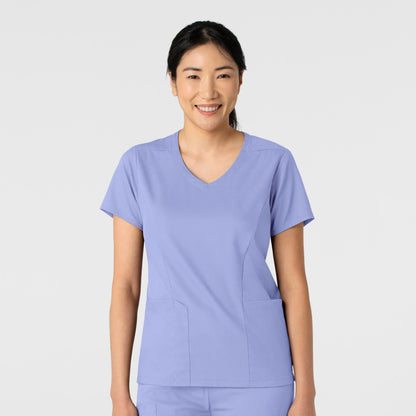 Boundless 6251 2-Pocket V-Neck Scrub Top Ceil Blue Model Image Front | Wink