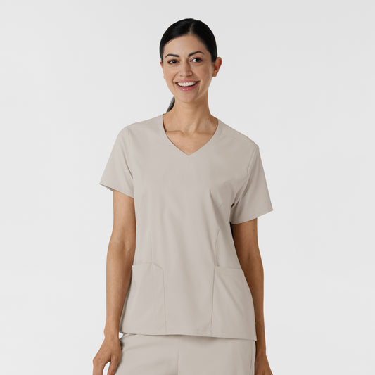 Boundless 6251 2-Pocket V-Neck Scrub Top Cloud Model Image Front | Wink