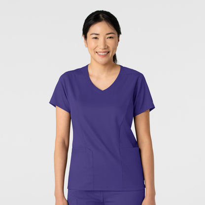 Boundless 6251 2-Pocket V-Neck Scrub Top Grape Model Image Front | Wink