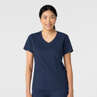 Boundless 6251 2-Pocket V-Neck Scrub Top Navy Model Image Front | Wink