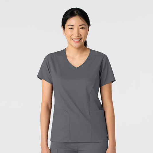 Boundless 6251 2-Pocket V-Neck Scrub Top Pewter Model Image Front | Wink