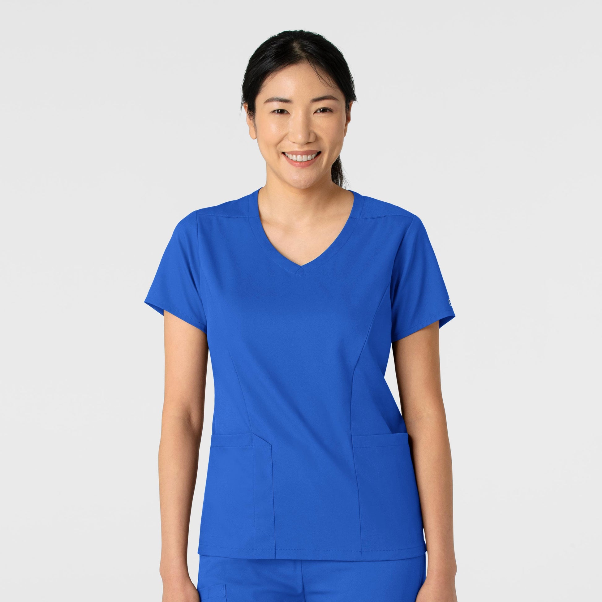 Boundless 6251 2-Pocket V-Neck Scrub Top Royal Model Image Front | Wink