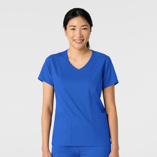 Boundless 6251 2-Pocket V-Neck Scrub Top Royal Model Image Front | Wink