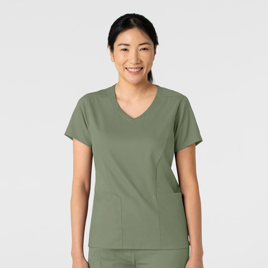 Boundless 6251 2-Pocket V-Neck Scrub Top Sage Model Image Front | Wink