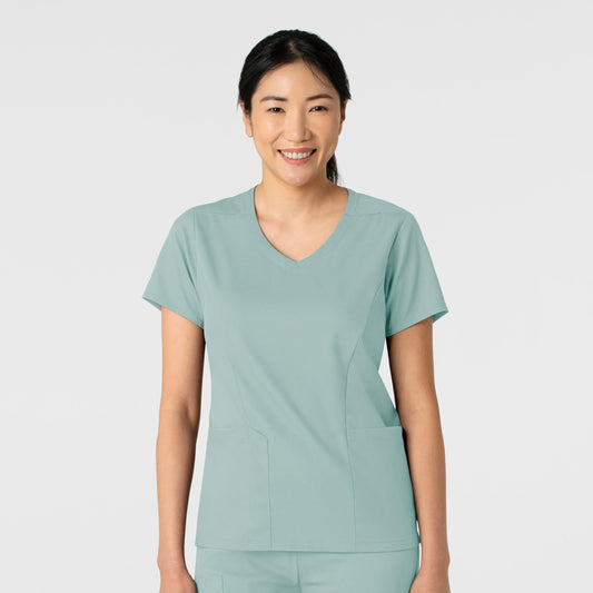 Boundless 6251 2-Pocket V-Neck Scrub Top Sky Blue Model Image Front | Wink