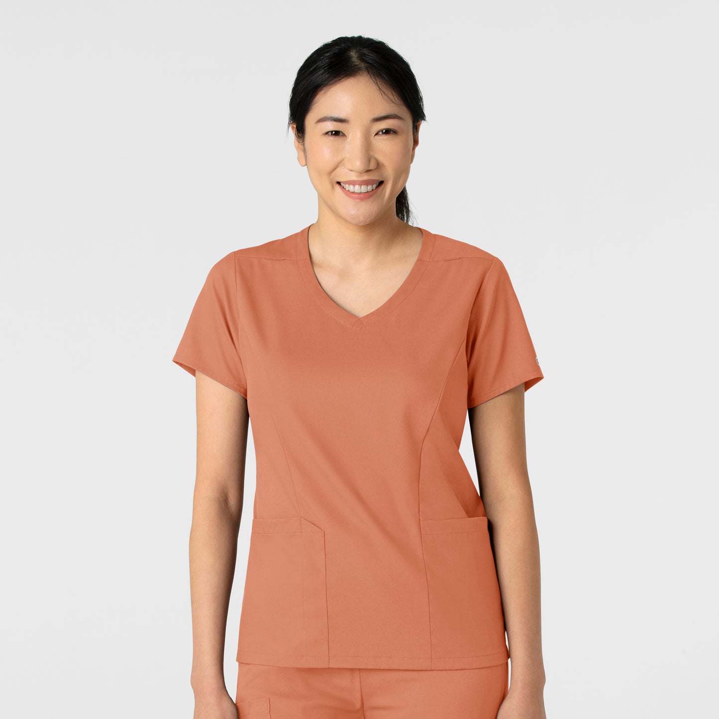 Boundless 6251 2-Pocket V-Neck Scrub Top Terracotta Model Image Front | Wink