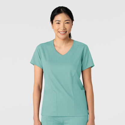 Boundless 6251 2-Pocket V-Neck Scrub Top Turquoise Model Image Front | Wink