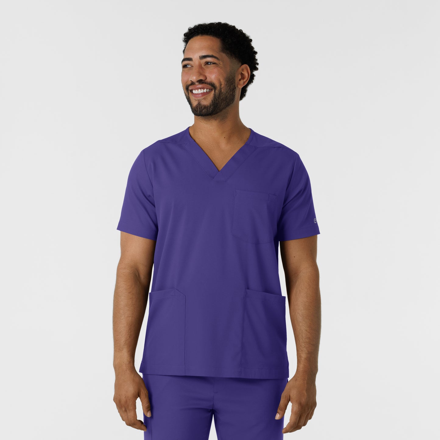 Boundless 6351 Men's Multi Pocket V-Neck Scrub Top Grape Model Image Front | Wink