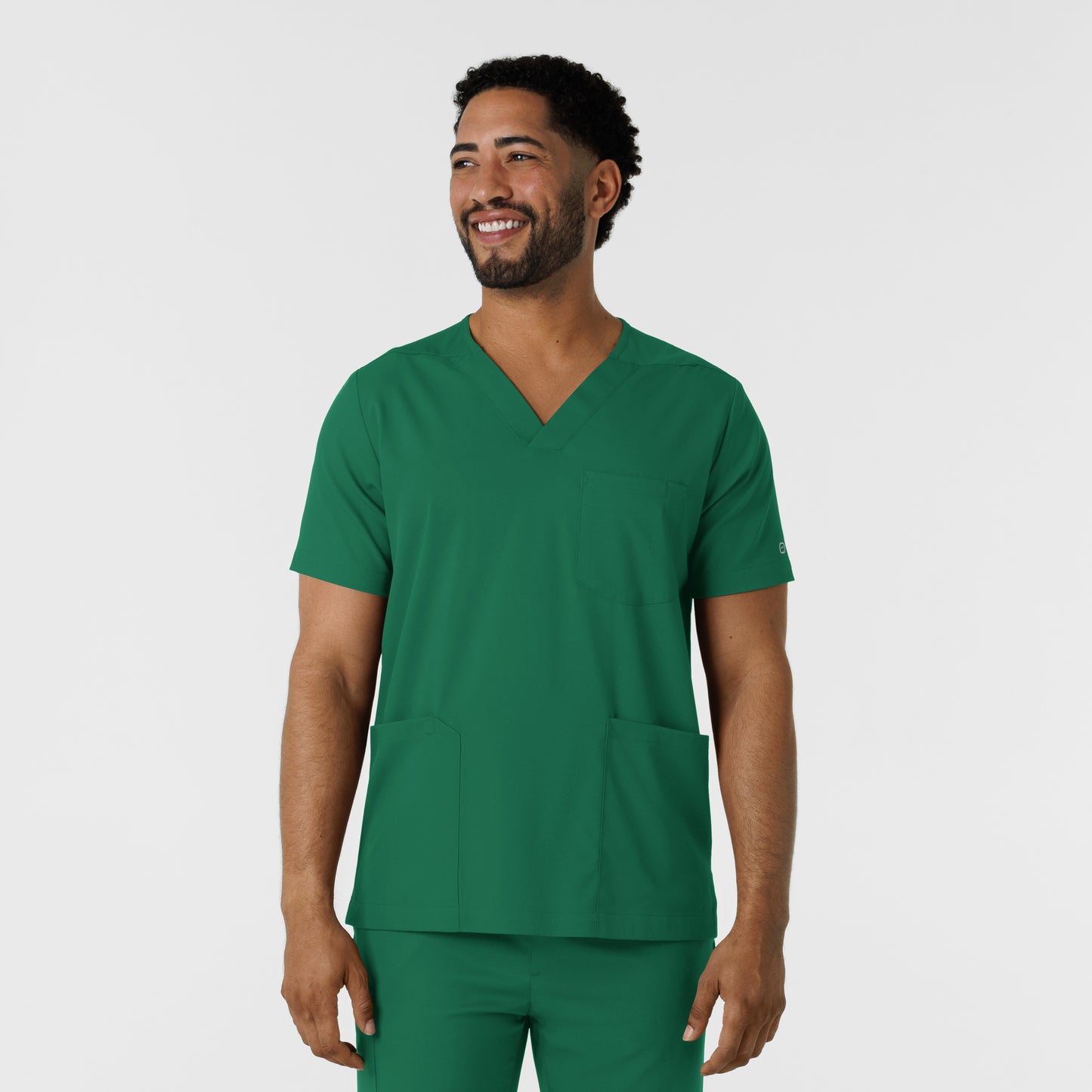 Boundless 6351 Men's Multi Pocket V-Neck Scrub Top Hunter Model Image Front | Wink