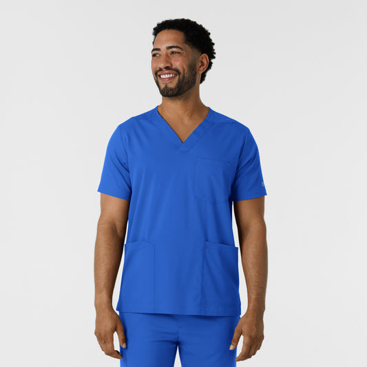 Boundless 6351 Men's Multi Pocket V-Neck Scrub Top Royal Model Image Front | Wink