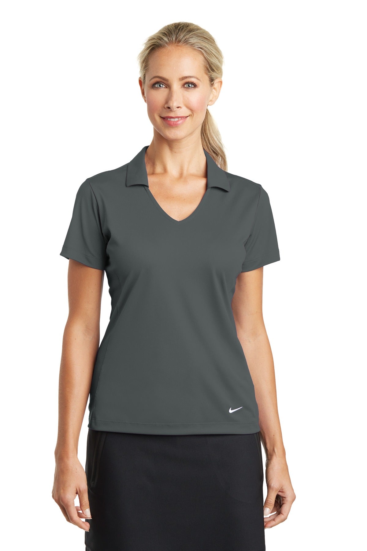 Nike Women's Dri-FIT Vertical Mesh Polo. 637165 Anthracite