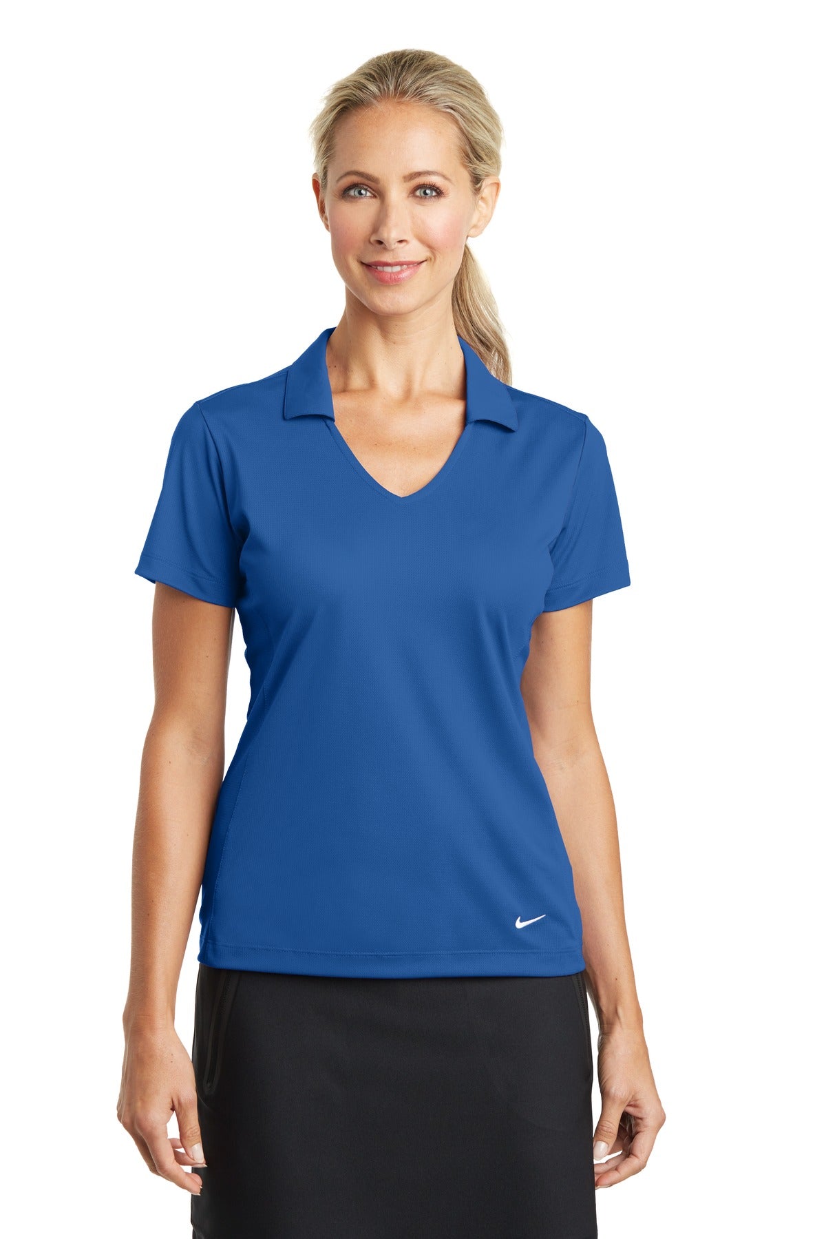 Nike Women's Dri-FIT Vertical Mesh Polo. 637165 Gym Blue