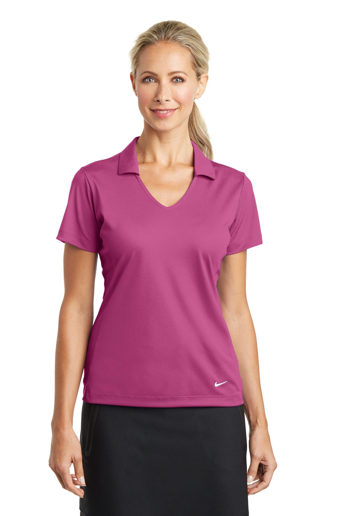 Nike Women's Dri-FIT Vertical Mesh Polo. 637165 Pink Fire