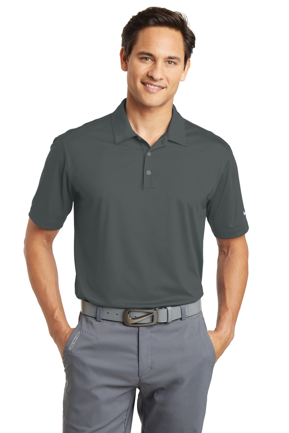 Nike Dri-FIT Vertical Mesh Polo. 637167 Anthracite