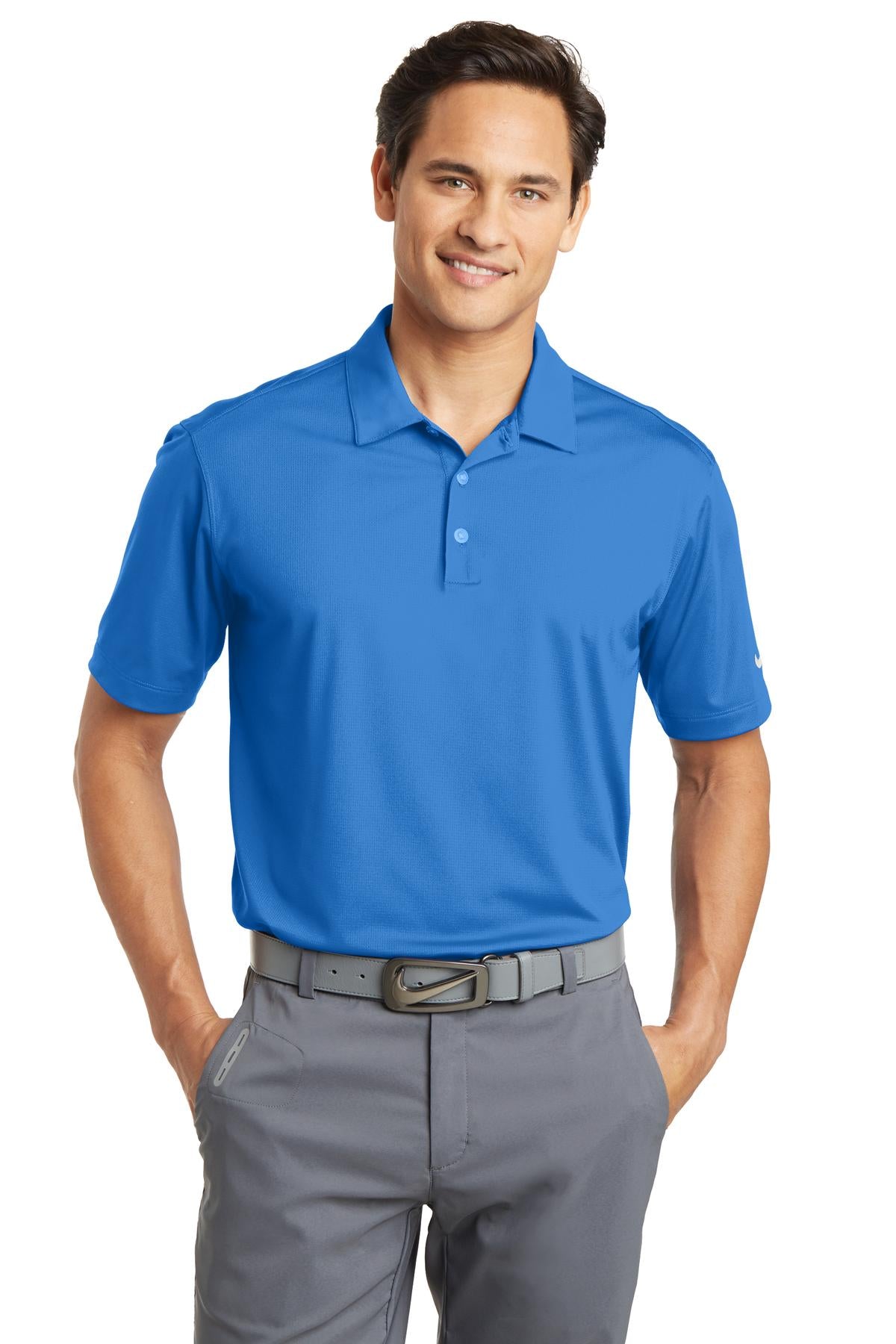 Nike Dri-FIT Vertical Mesh Polo. 637167 Brisk Blue