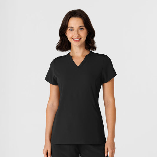 Nova 6432 Flex-n-Reach V-Neck Scrub Top Black Model Image Front | Wink