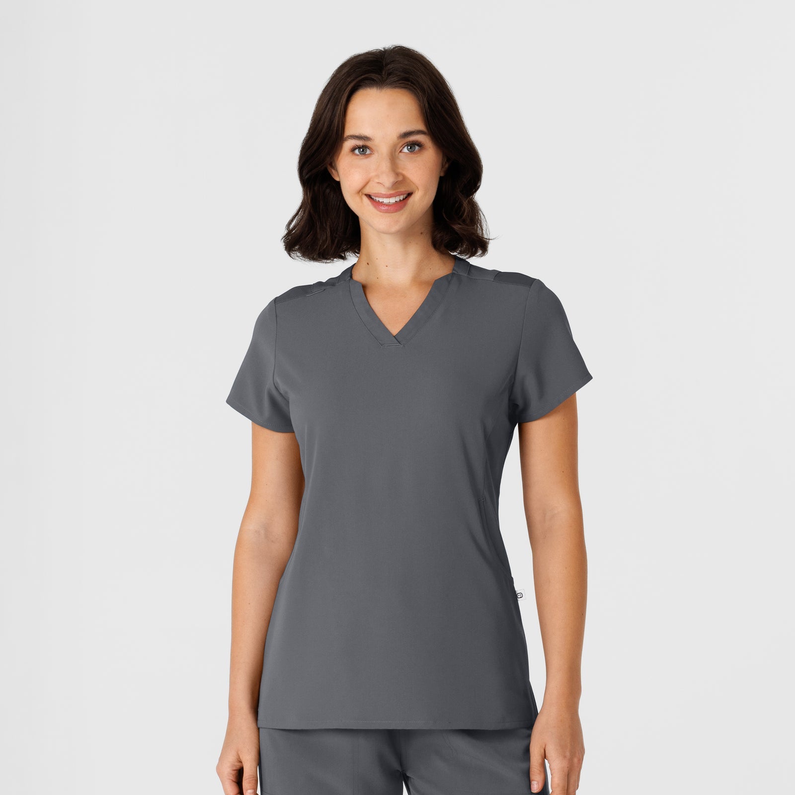 Nova 6432 Flex-n-Reach V-Neck Scrub Top Pewter Model Image Front | Wink