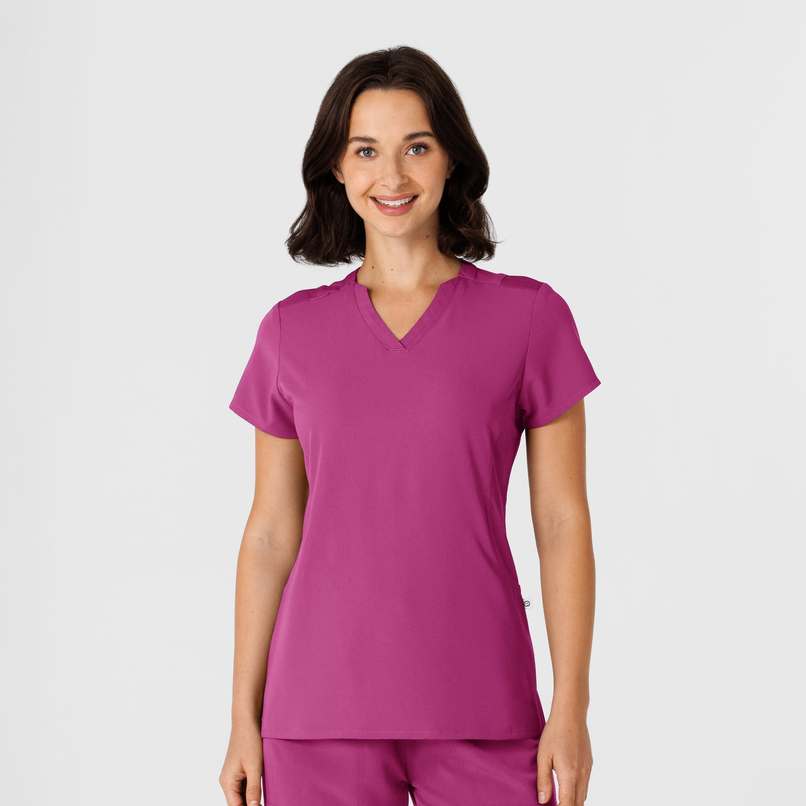 Nova 6432 Flex-n-Reach V-Neck Scrub Top Raspberry Model Image Front | Wink