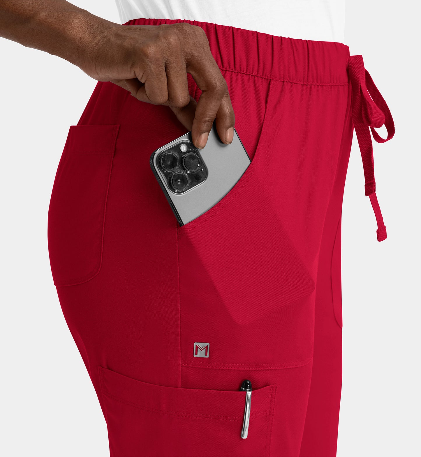 Matrix 6501 Women’s Full Elastic Waistband Cargo Pant Red