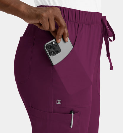 Matrix 6501 Women’s Full Elastic Waistband Cargo Pant Wine