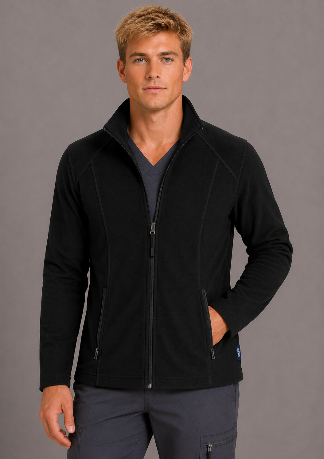 Perfect Fleece 6555 Men's 2 Pocket Bonded Fleece Full Zip Jacket Black