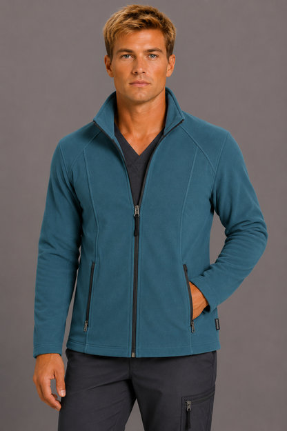 Perfect Fleece 6555 Men's 2 Pocket Bonded Fleece Full Zip Jacket Caribbean Blue