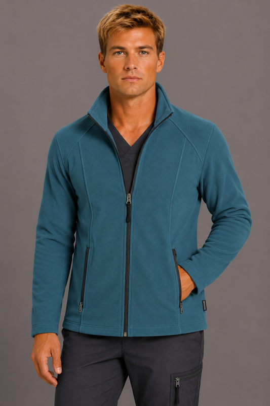 Perfect Fleece 6555 Men's 2 Pocket Bonded Fleece Full Zip Jacket Caribbean Blue