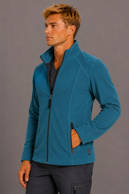 Perfect Fleece 6555 Men's 2 Pocket Bonded Fleece Full Zip Jacket Caribbean Blue
