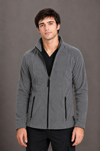 Perfect Fleece 6555 Men's 2 Pocket Bonded Fleece Full Zip Jacket Heather Grey