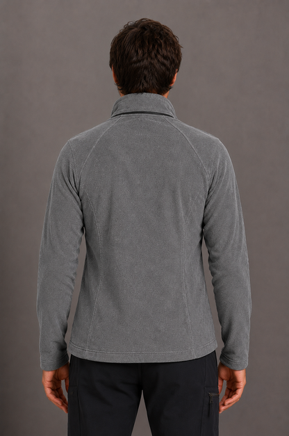 Perfect Fleece 6555 Men's 2 Pocket Bonded Fleece Full Zip Jacket Heather Grey