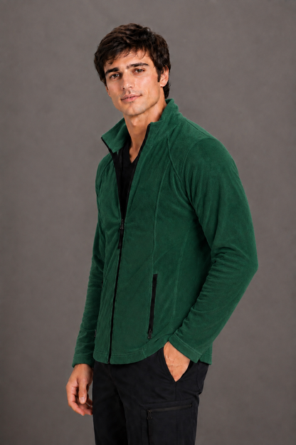 Perfect Fleece 6555 Men's 2 Pocket Bonded Fleece Full Zip Jacket Hunter