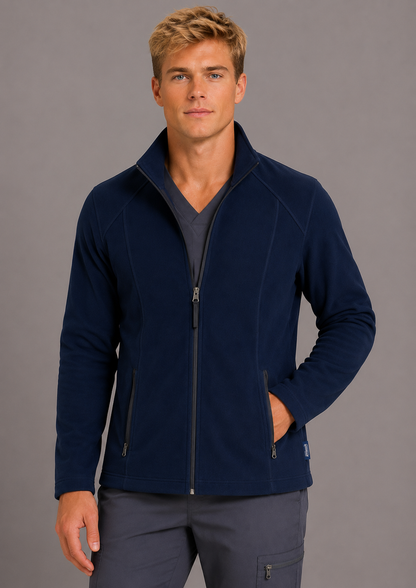Perfect Fleece 6555 Men's 2 Pocket Bonded Fleece Full Zip Jacket Navy