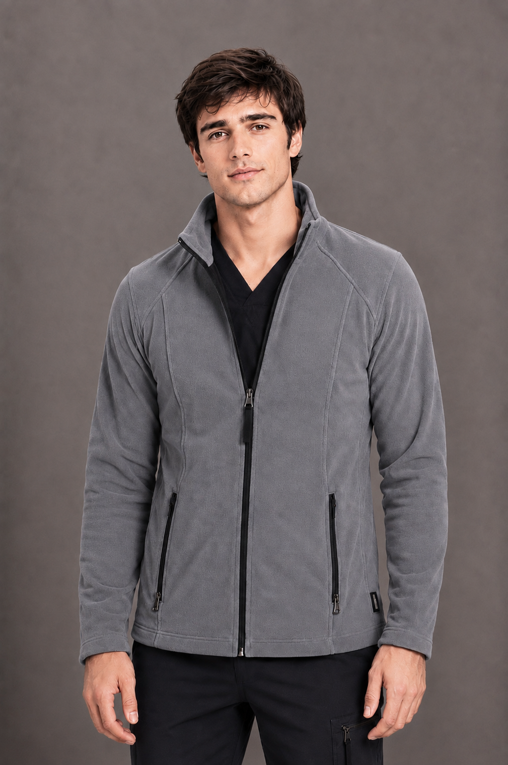 Perfect Fleece 6555 Men's 2 Pocket Bonded Fleece Full Zip Jacket Pewter