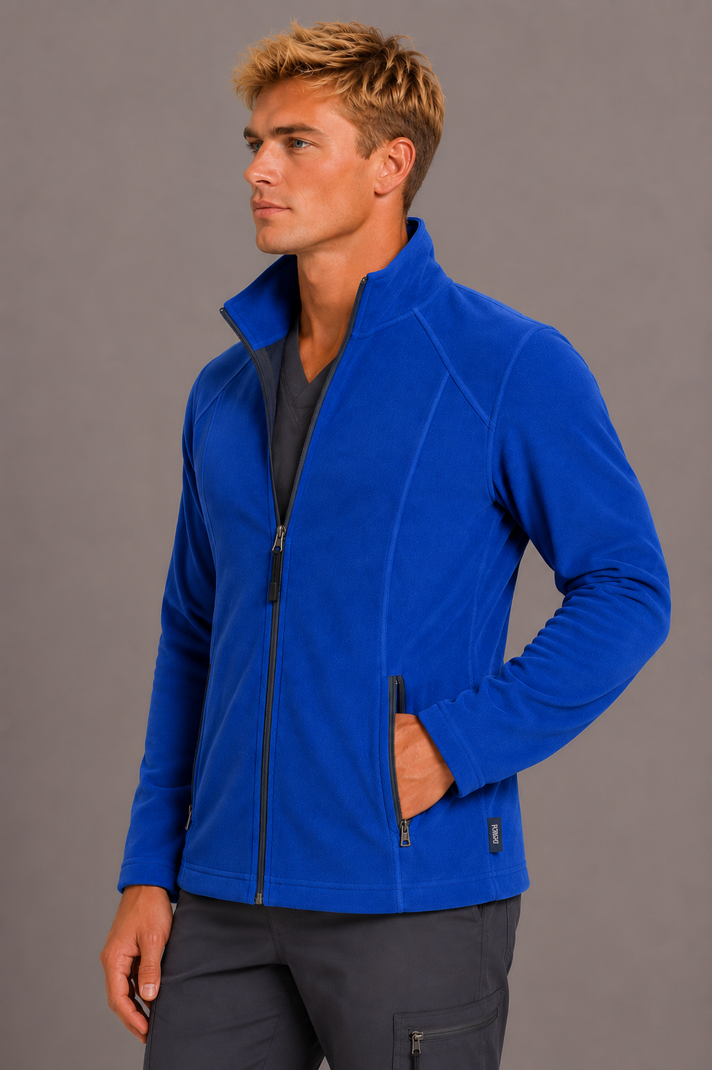 Perfect Fleece 6555 Men's 2 Pocket Bonded Fleece Full Zip Jacket Royal Blue