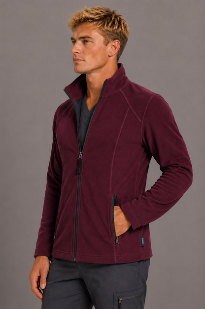 Perfect Fleece 6555 Men's 2 Pocket Bonded Fleece Full Zip Jacket Wine