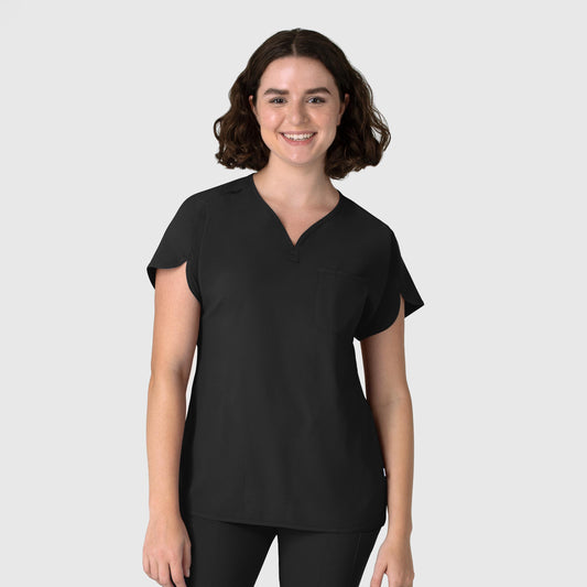 RENEW 6634 Dolman Scrub Top Black Model Image Front | Wink