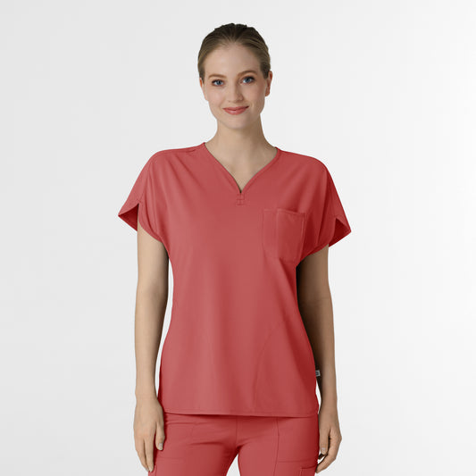 RENEW 6634 Dolman Scrub Top Mineral Red Model Image Front | Wink