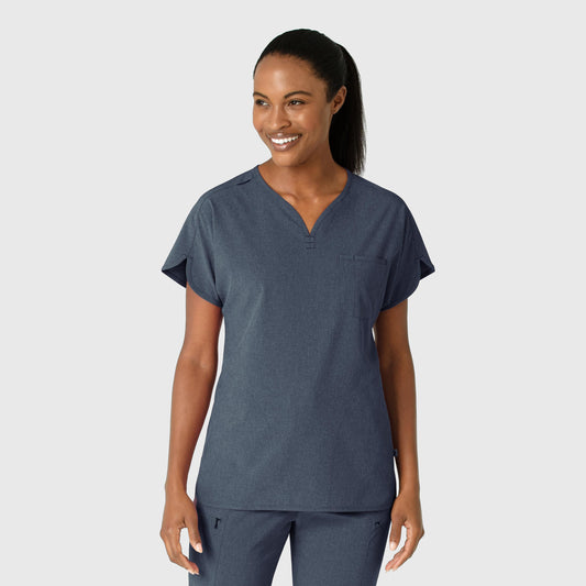 RENEW 6634 Dolman Scrub Top Navy Heather Model Image Front | Wink