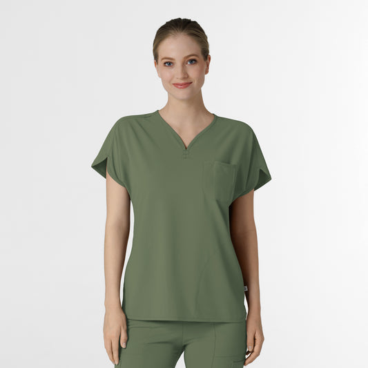 RENEW 6634 Dolman Scrub Top Olive Model Image Front | Wink