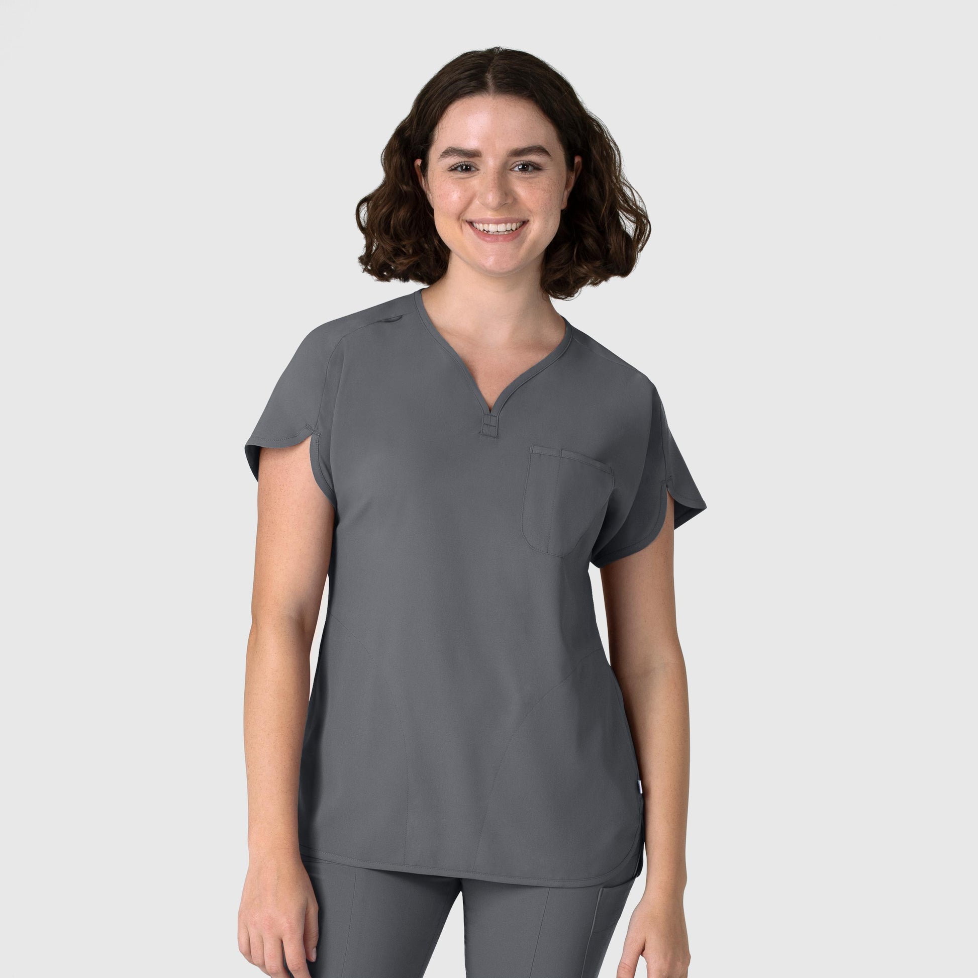 RENEW 6634 Dolman Scrub Top Pewter Model Image Front | Wink