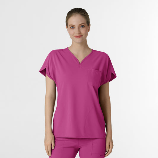 RENEW 6634 Dolman Scrub Top Raspberry Model Image Front | Wink